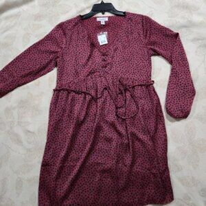 NWT Motherhood Maternity Long Sleeve Button Up Tie Dress